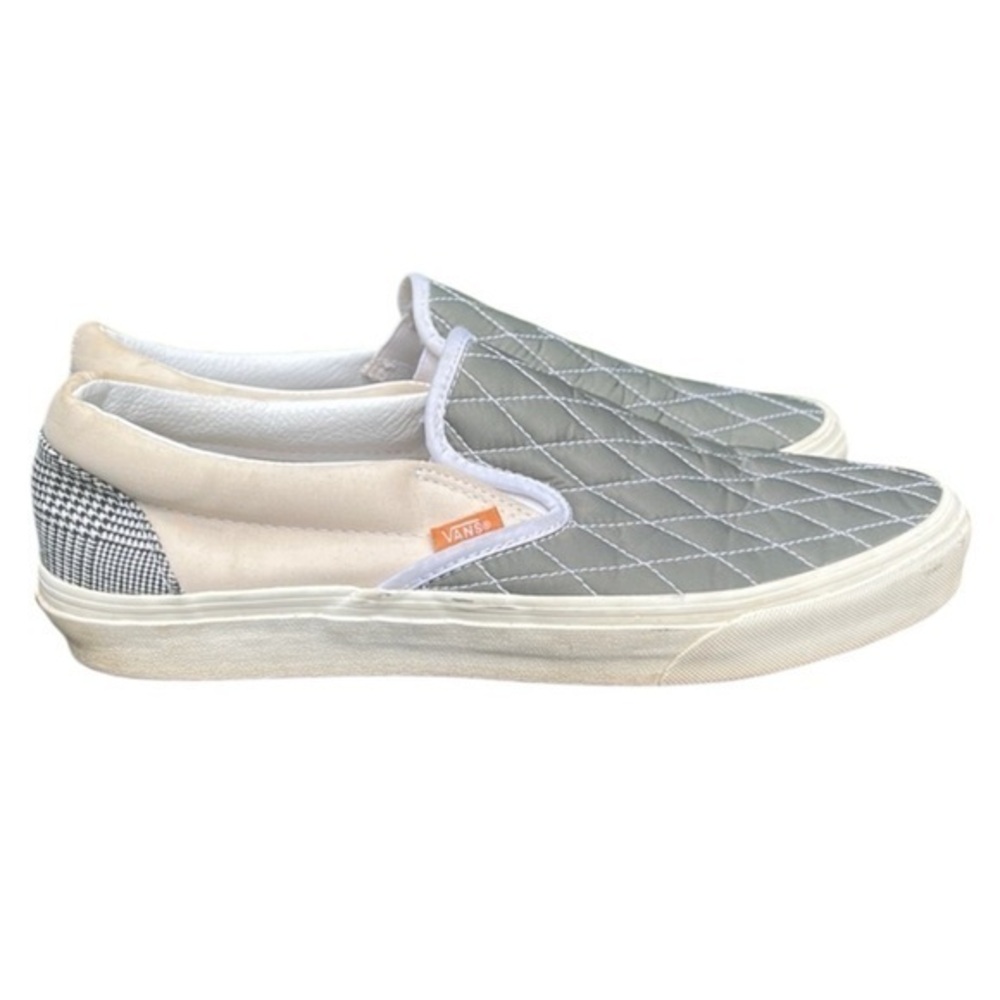Vans Classic Slip On Shoes Mixed Utility Plaid Quilted  Multi Color: Cream/Green